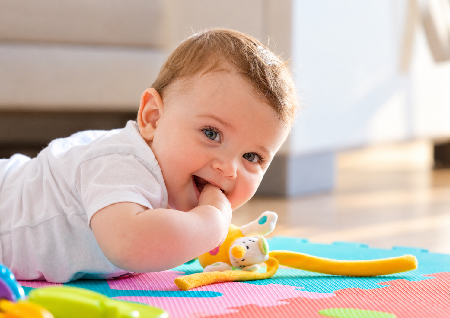 Sorriso durante il gioco sul tappeto